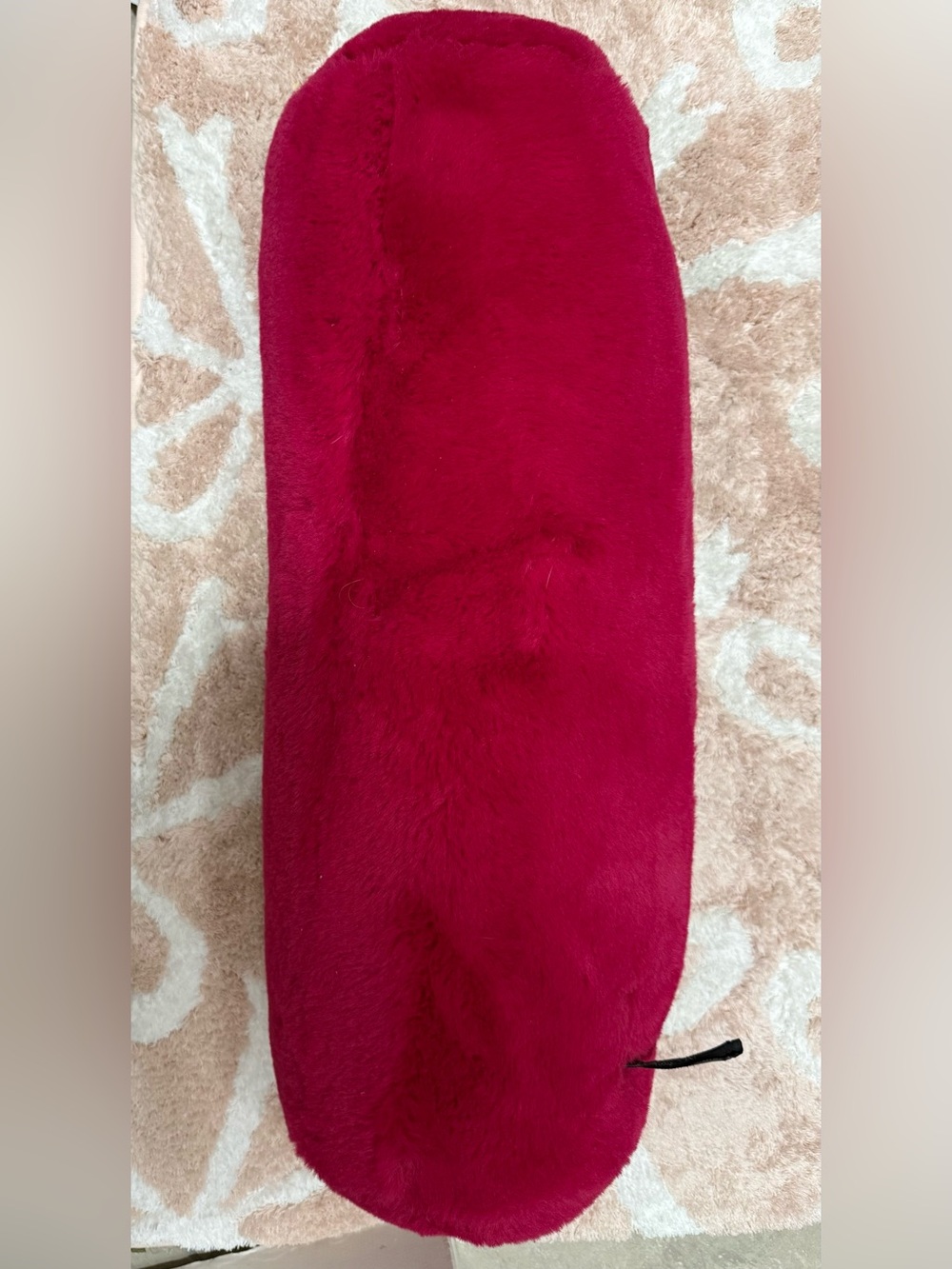 2 Magaschoni Home Hot Pink Faux Fur Bolster Pillow - Duck Feather Filled (EUC)
